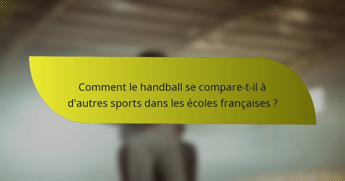 Comment le handball se compare-t-il à d'autres sports dans les écoles françaises ?