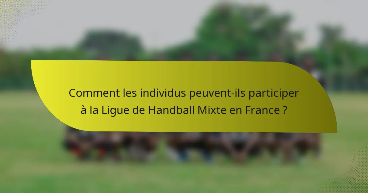 Comment les individus peuvent-ils participer à la Ligue de Handball Mixte en France ?