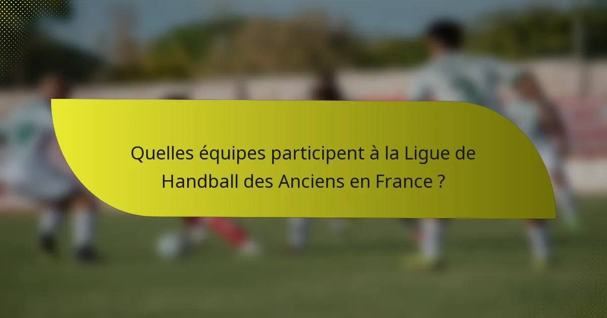 Quelles équipes participent à la Ligue de Handball des Anciens en France ?