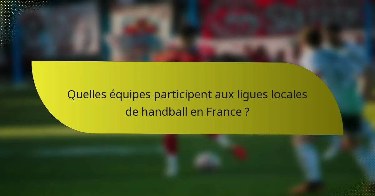 Quelles équipes participent aux ligues locales de handball en France ?