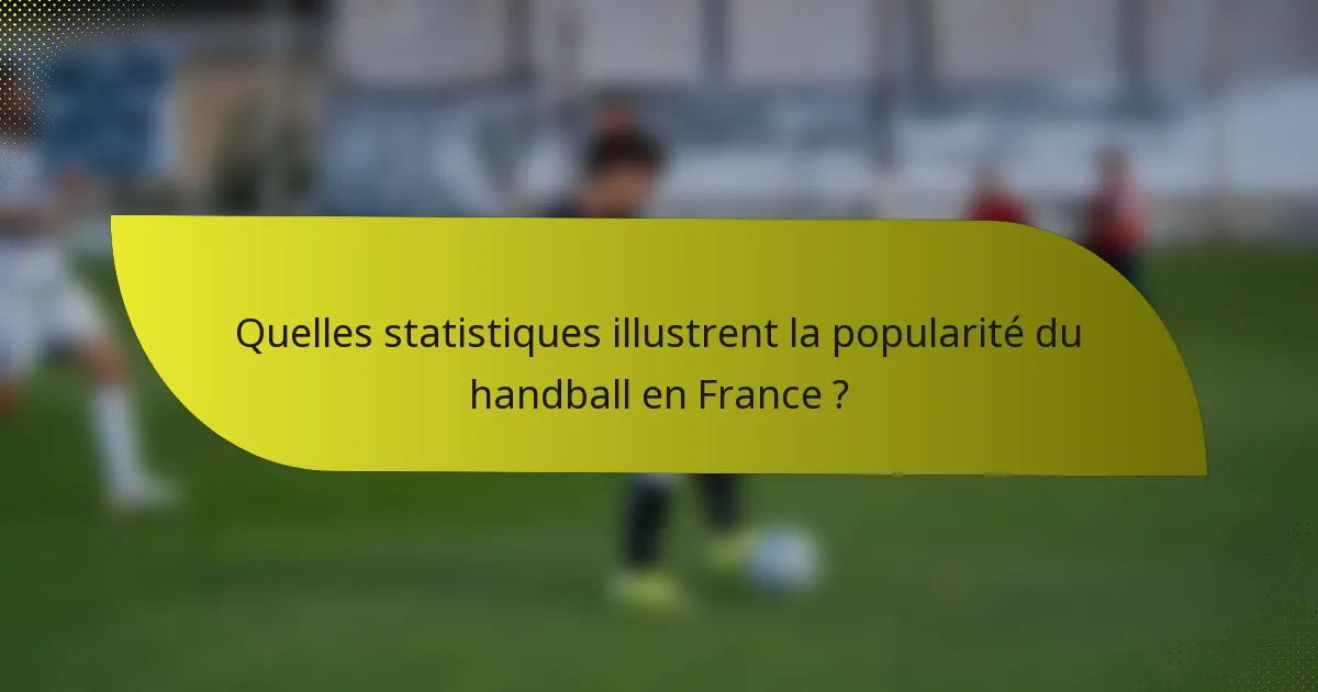 Quelles statistiques illustrent la popularité du handball en France ?