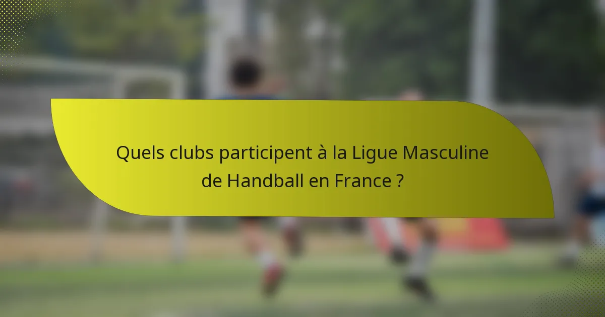 Quels clubs participent à la Ligue Masculine de Handball en France ?