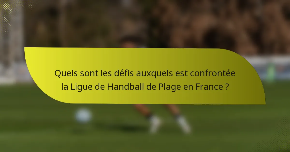 Quels sont les défis auxquels est confrontée la Ligue de Handball de Plage en France ?