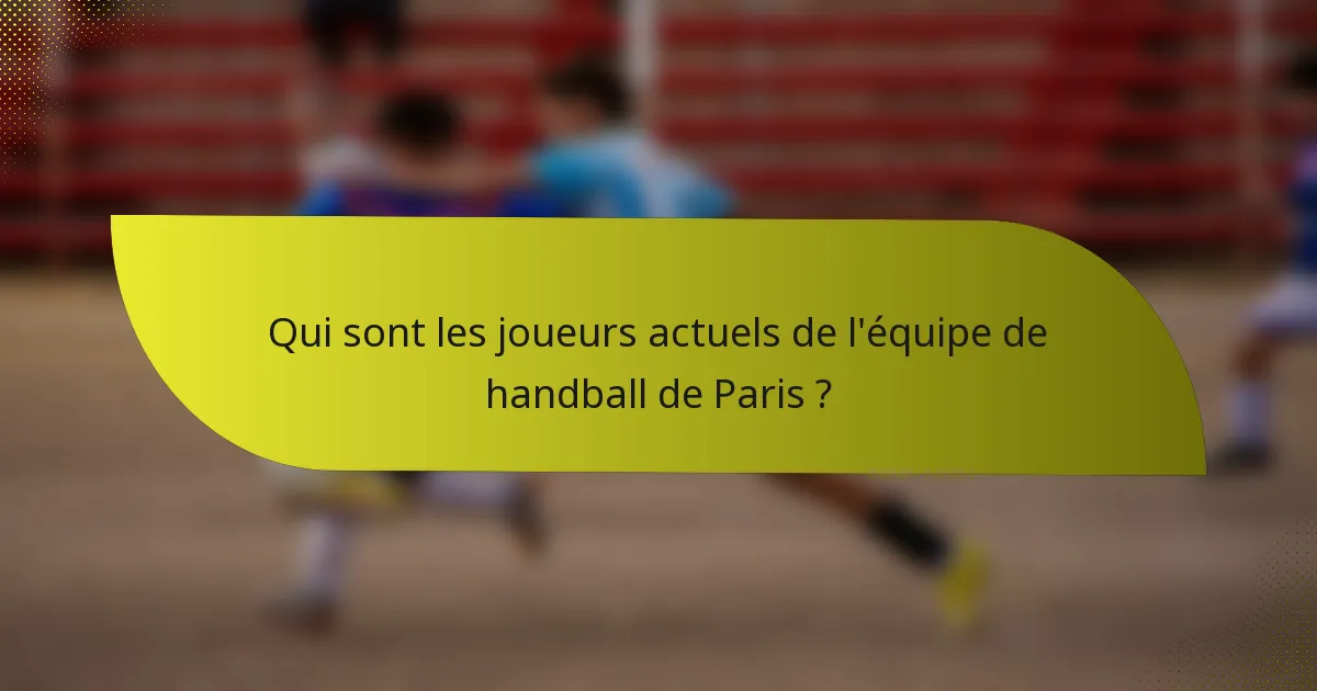 Qui sont les joueurs actuels de l'équipe de handball de Paris ?