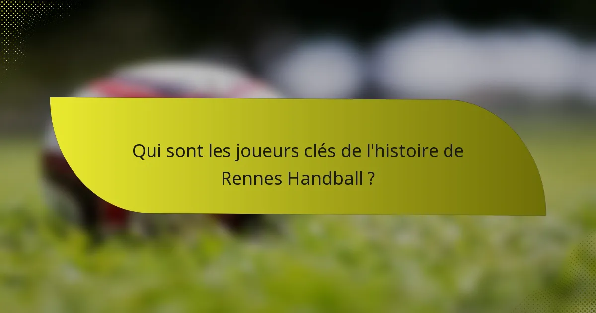 Qui sont les joueurs clés de l'histoire de Rennes Handball ?