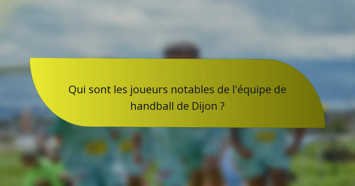 Qui sont les joueurs notables de l'équipe de handball de Dijon ?